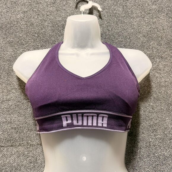 Puma Other - PUMA Sports Bra Womens Small Purple Crossback Logo Elastic Pullover Top Athletic